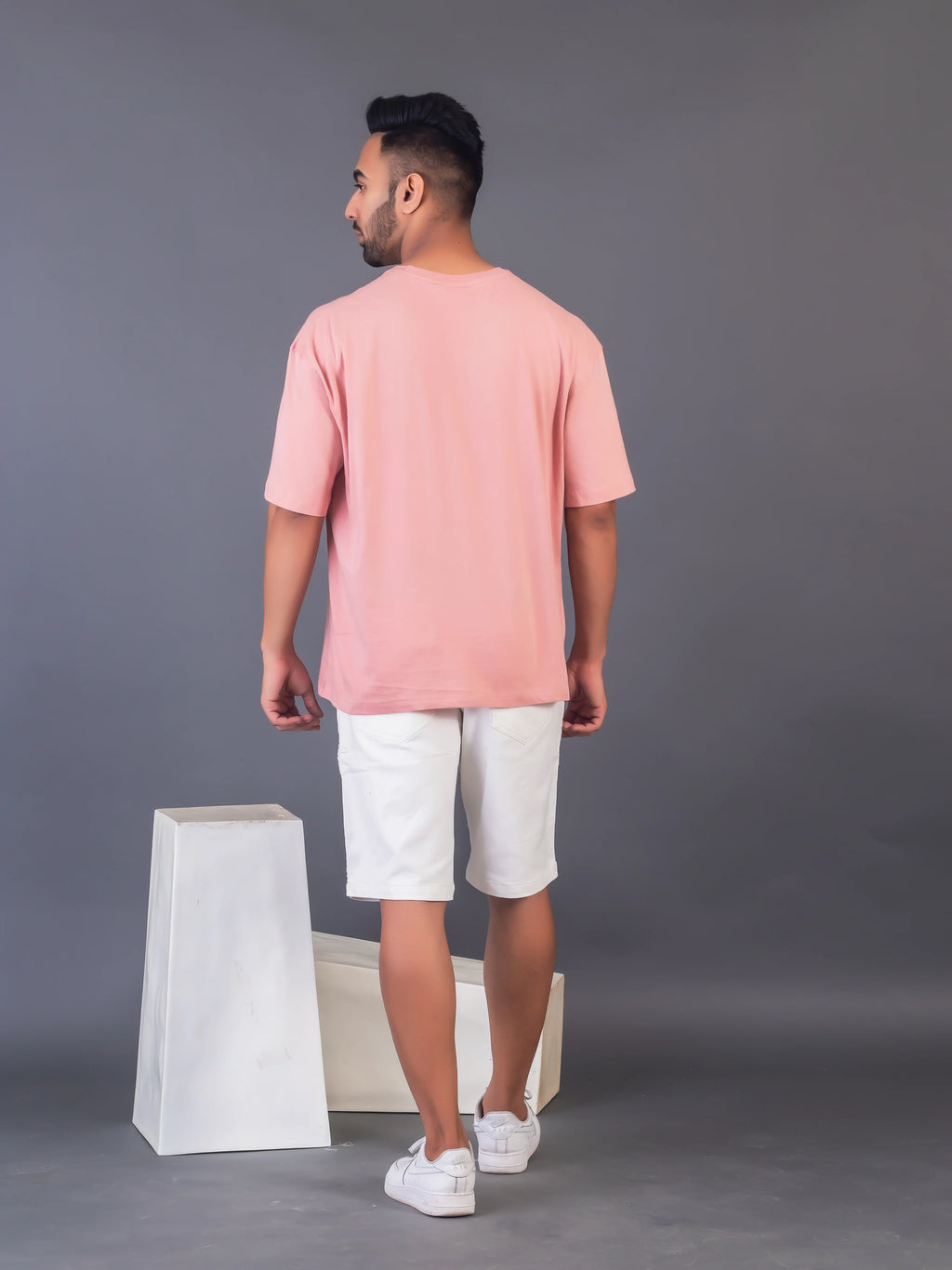 Men's Cotton Lycra Oversized Onion Pink T-shirt