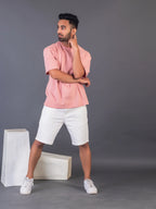 Men's Cotton Lycra Oversized Onion Pink T-shirt