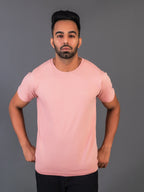 Men's Classic Solid Onion Pink Round Neck T-shirt