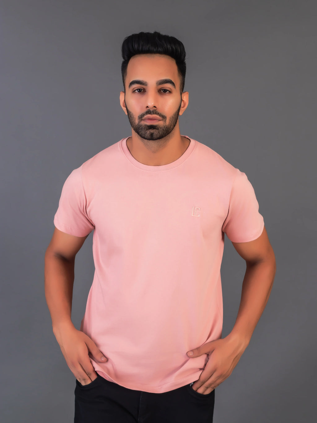Men's Classic Solid Onion Pink Round Neck T-shirt