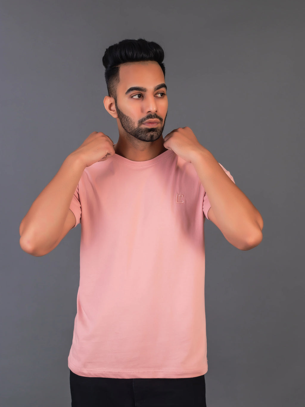 Men's Classic Solid Onion Pink Round Neck T-shirt