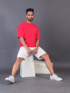 Men's Cotton Lycra Oversized Fuschia Pink T-shirt
