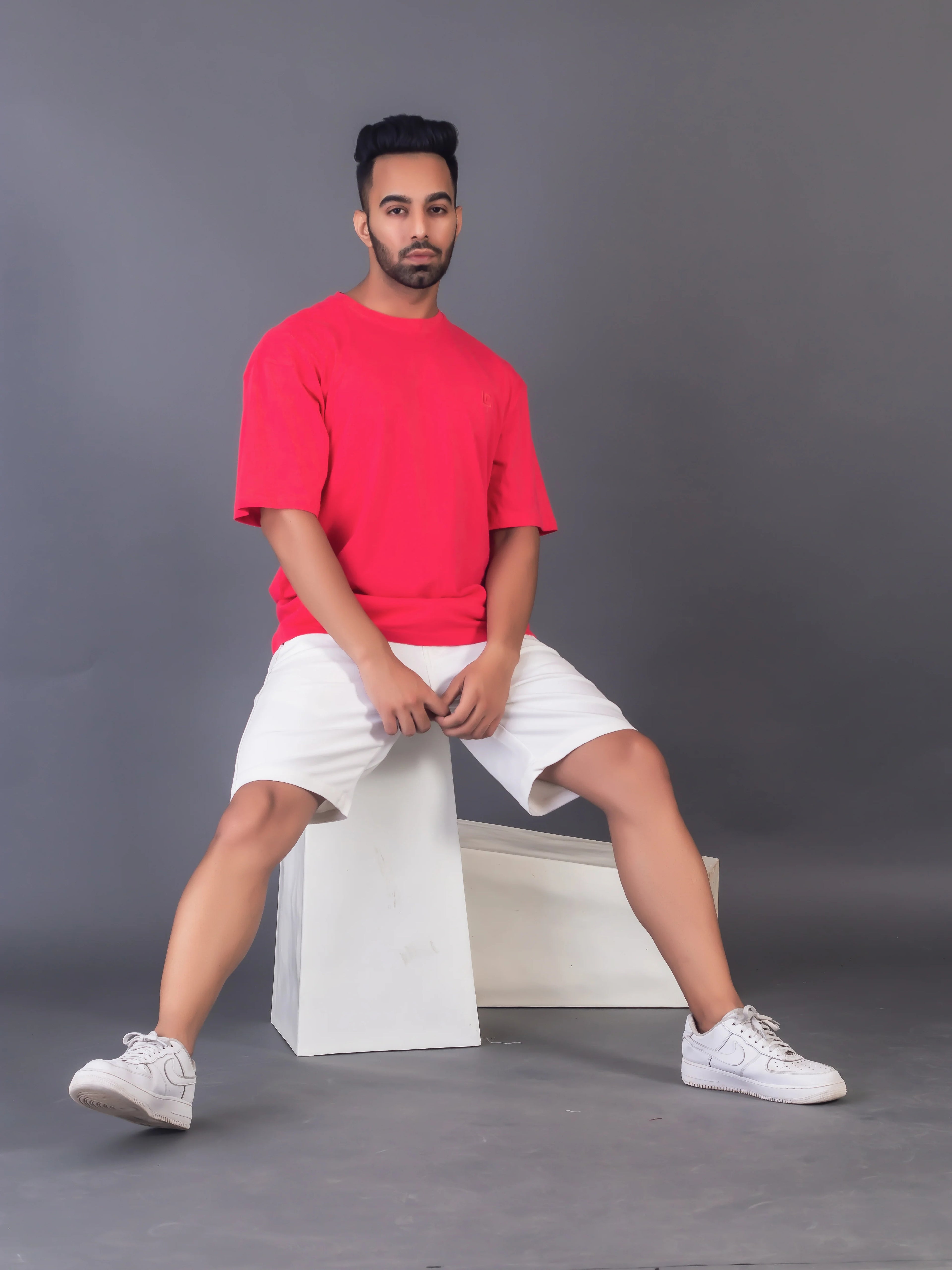 Men's Cotton Lycra Oversized Fuschia Pink T-shirt