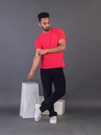 Men's Classic Solid Fuschia Pink Round Neck T-shirt