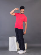 Men's Classic Solid Fuschia Pink Round Neck T-shirt