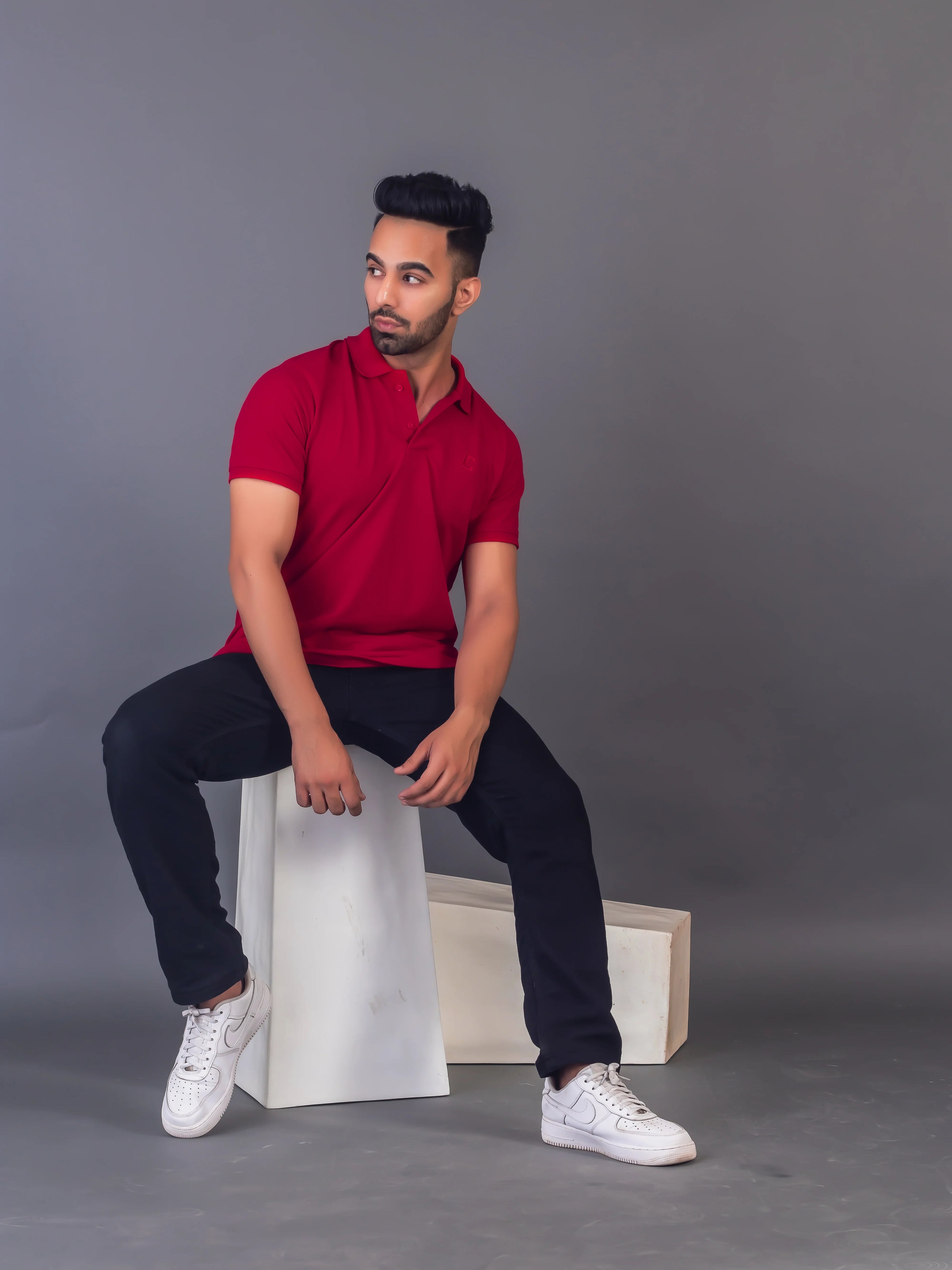 Men's Classic Solid Maroon Polo Neck T-shirt