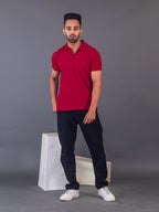 Men's Classic Solid Maroon Polo Neck T-shirt