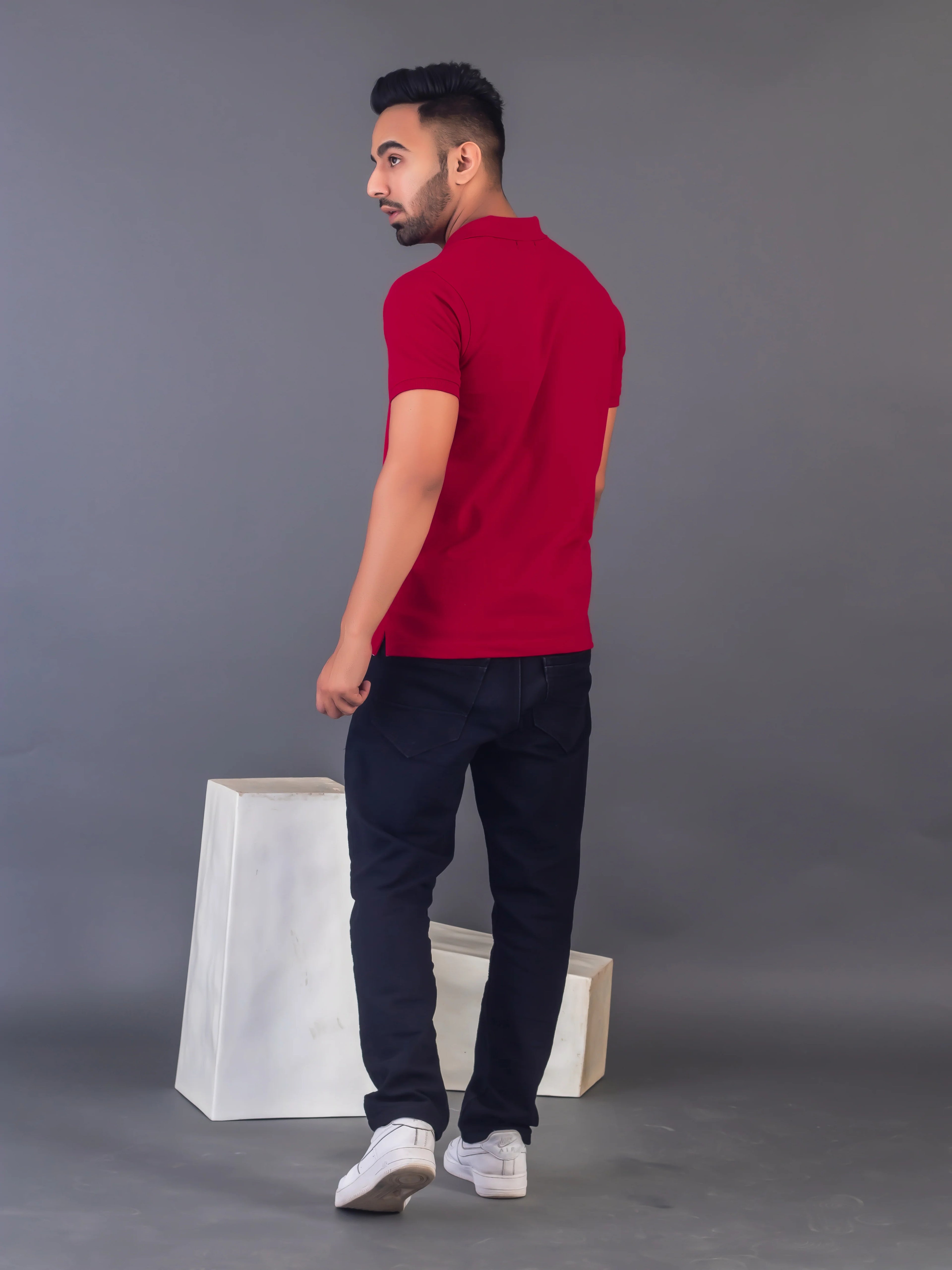 Men's Classic Solid Maroon Polo Neck T-shirt