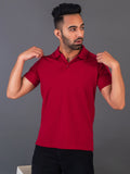 Men's Classic Solid Maroon Polo Neck T-shirt