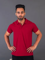 Men's Classic Solid Maroon Polo Neck T-shirt