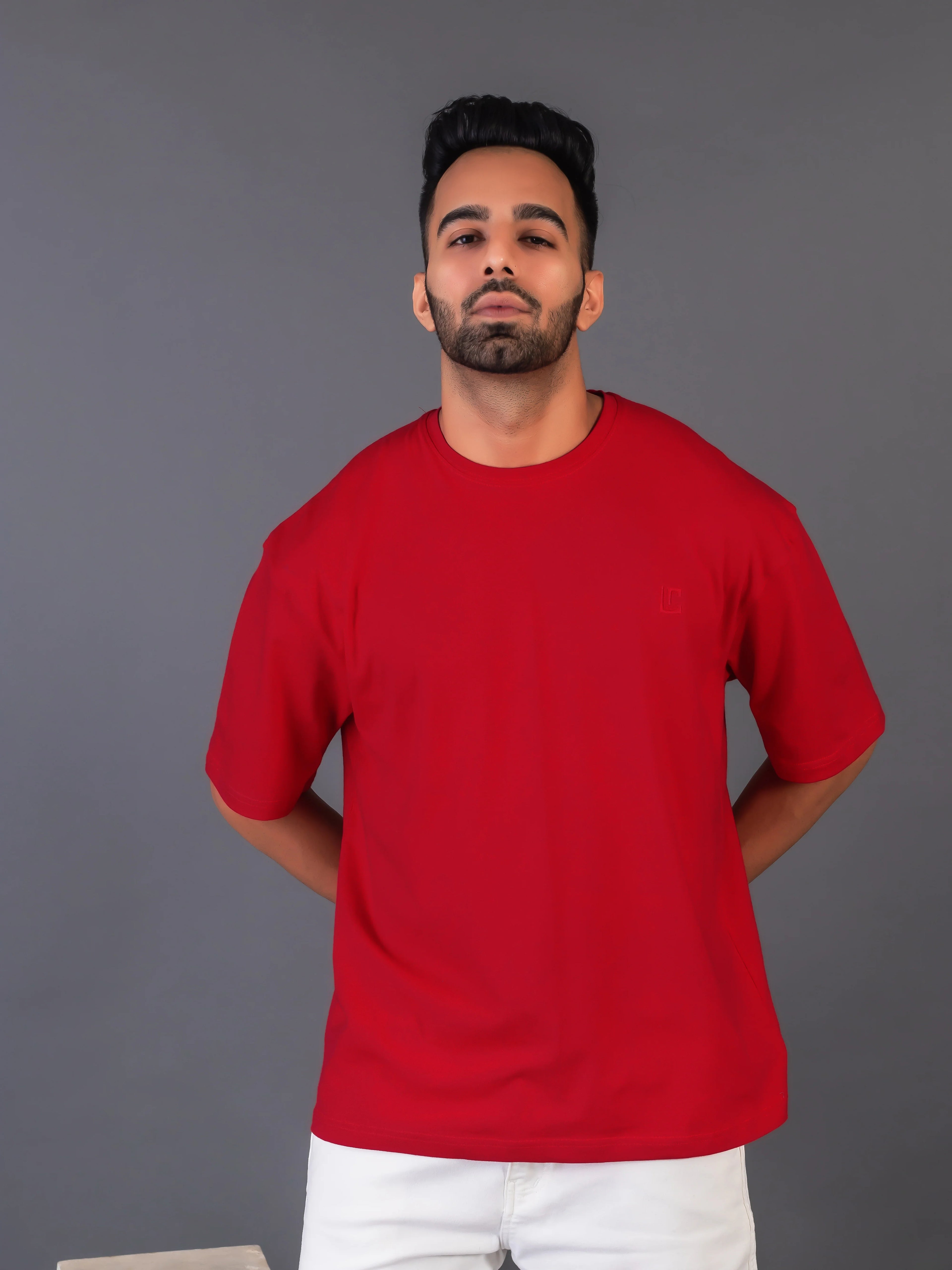 Men's Cotton Lycra Oversized Red T-shirt