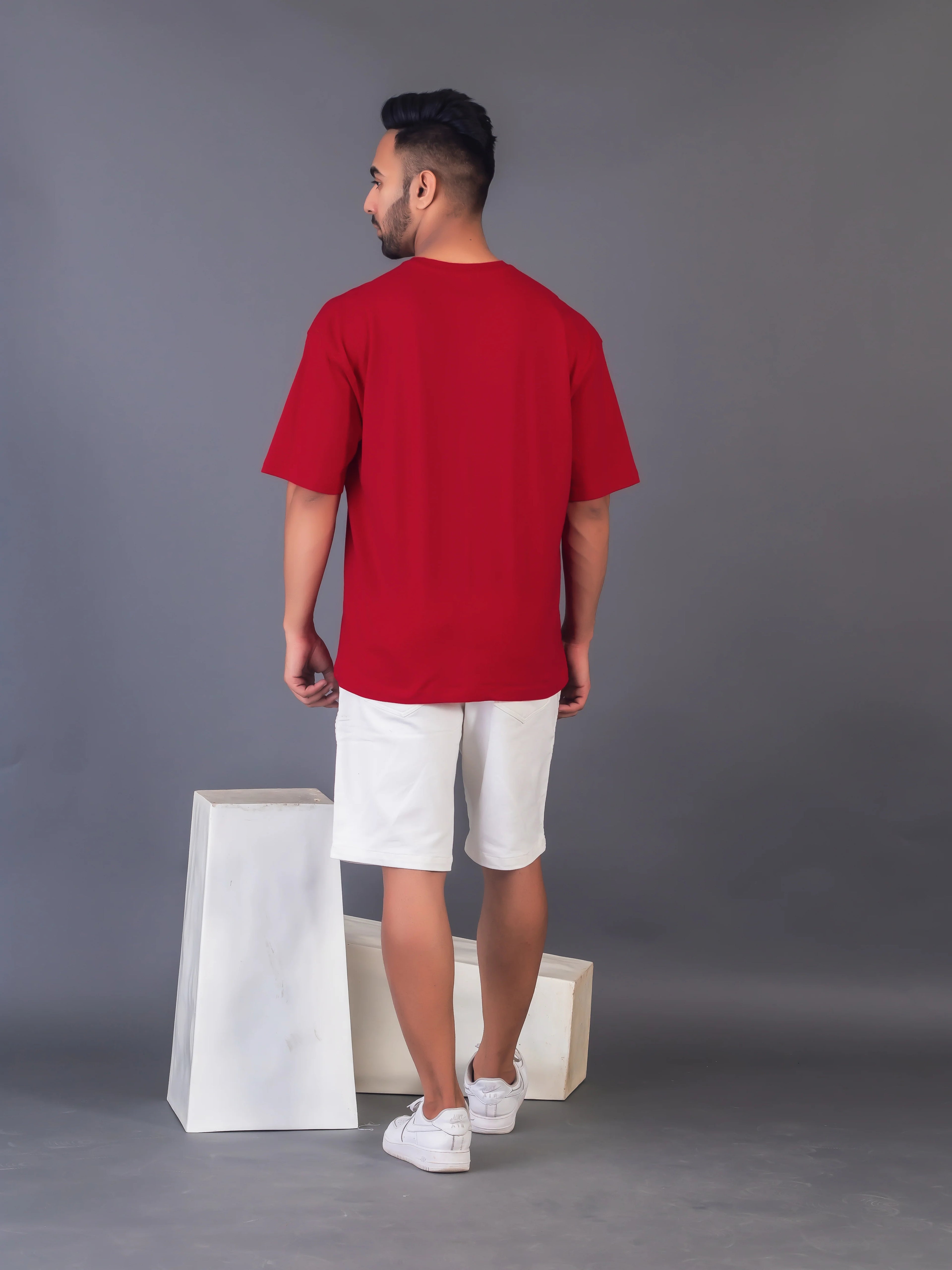 Men's Cotton Lycra Oversized Red T-shirt