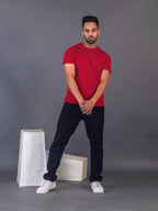 Men's Classic Solid Maroon Round Neck T-shirt