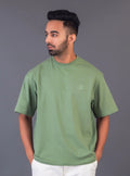 Men's Cotton Lycra Oversized Warm Green T-shirt
