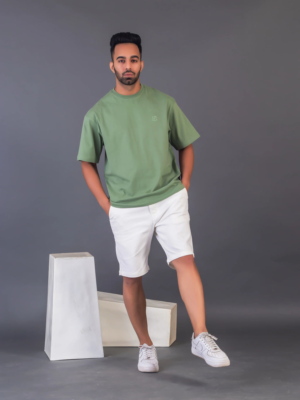 Men's Cotton Lycra Oversized Warm Green T-shirt