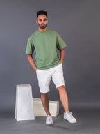 Men's Cotton Lycra Oversized Warm Green T-shirt
