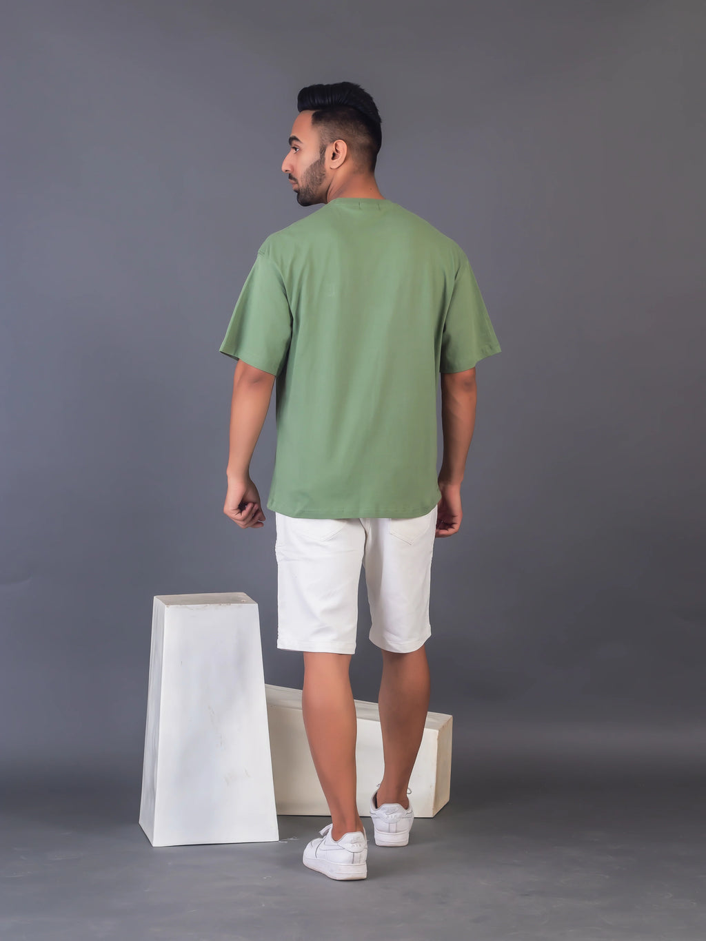 Men's Cotton Lycra Oversized Warm Green T-shirt