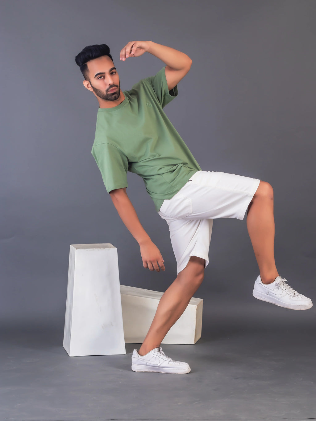 Men's Cotton Lycra Oversized Warm Green T-shirt