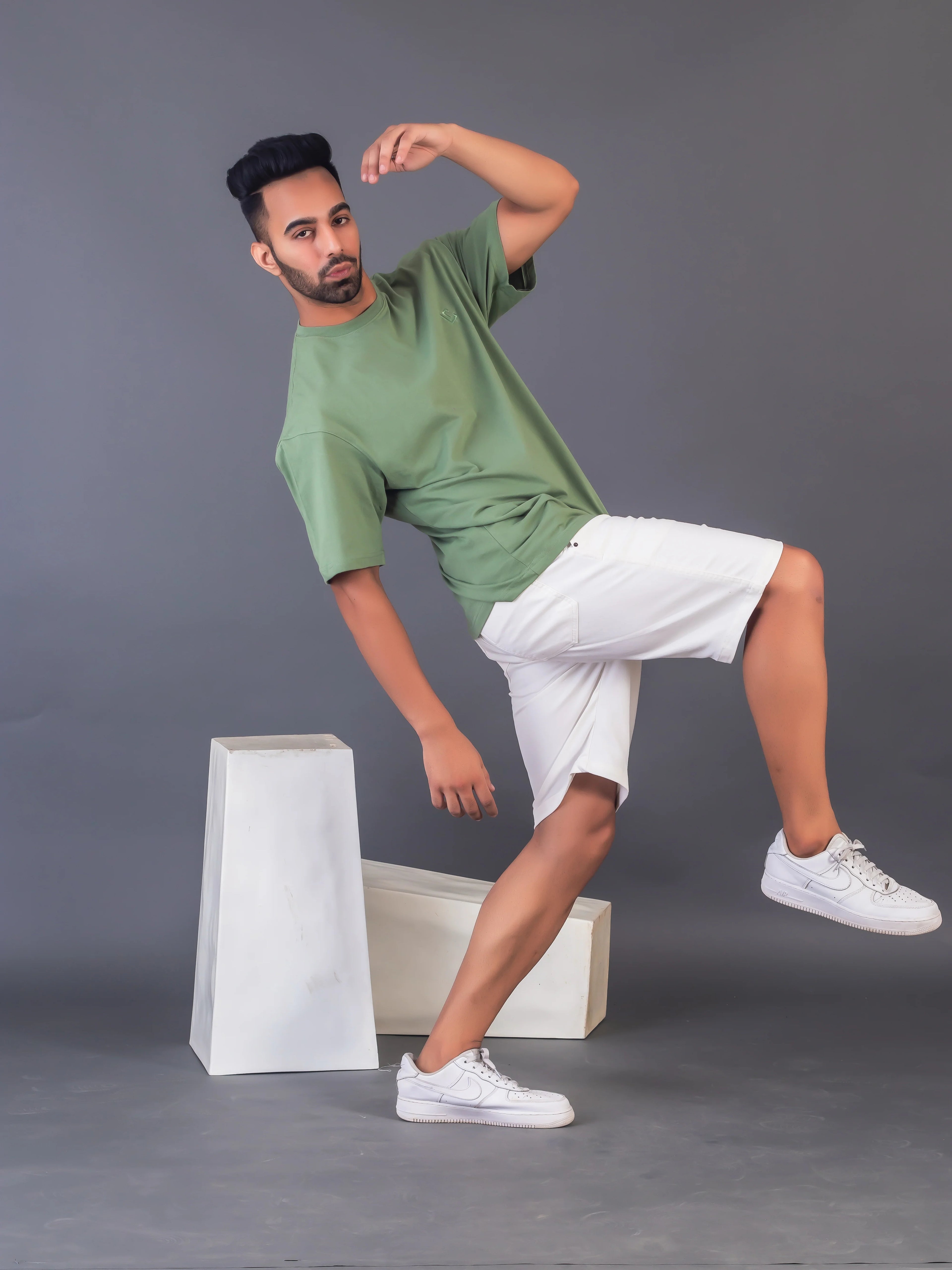 Men's Cotton Lycra Oversized Warm Green T-shirt