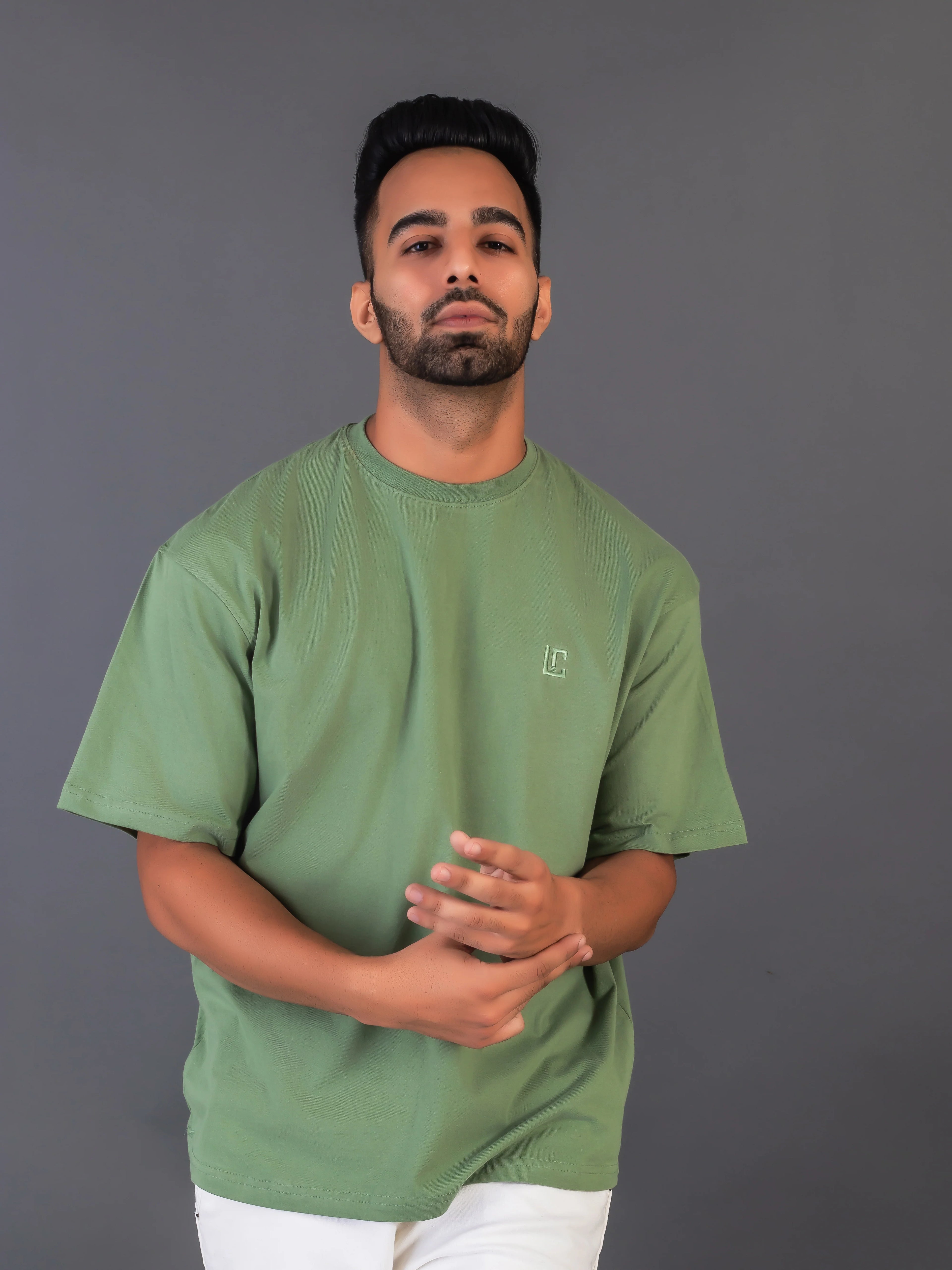 Men's Cotton Lycra Oversized Warm Green T-shirt