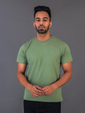 Men's Classic Solid Warm Green Round Neck T-shirt