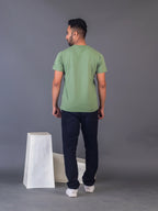 Men's Classic Solid Warm Green Round Neck T-shirt