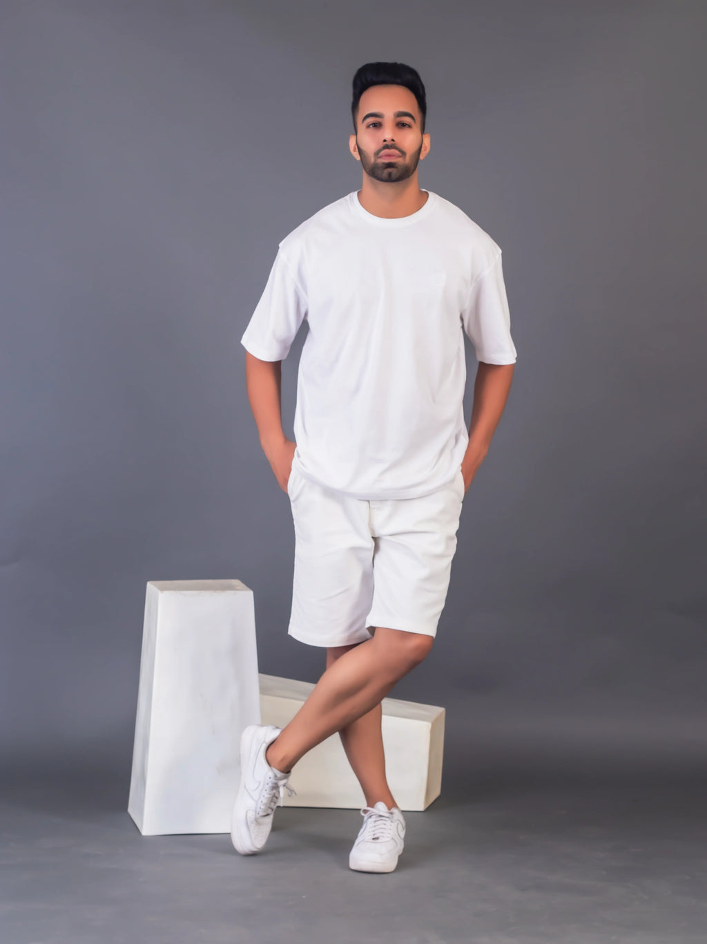 Men's Cotton Lycra Oversized White T-shirt