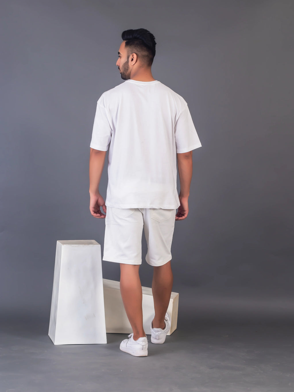 Men's Cotton Lycra Oversized White T-shirt