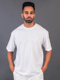 Men's Cotton Lycra Oversized White T-shirt