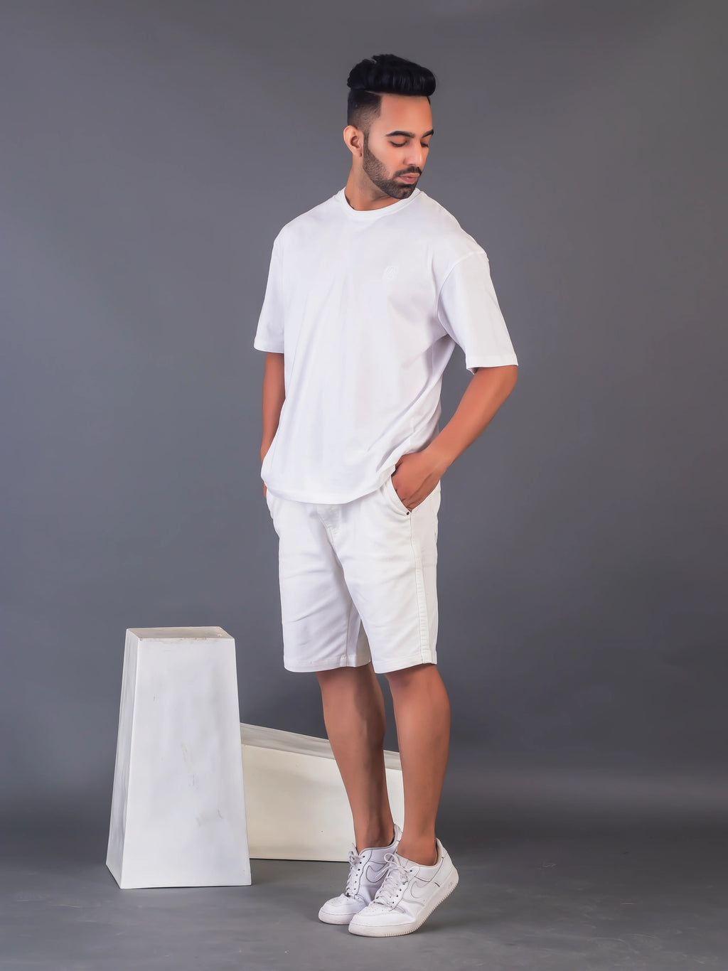 Men's Cotton Lycra Oversized White T-shirt