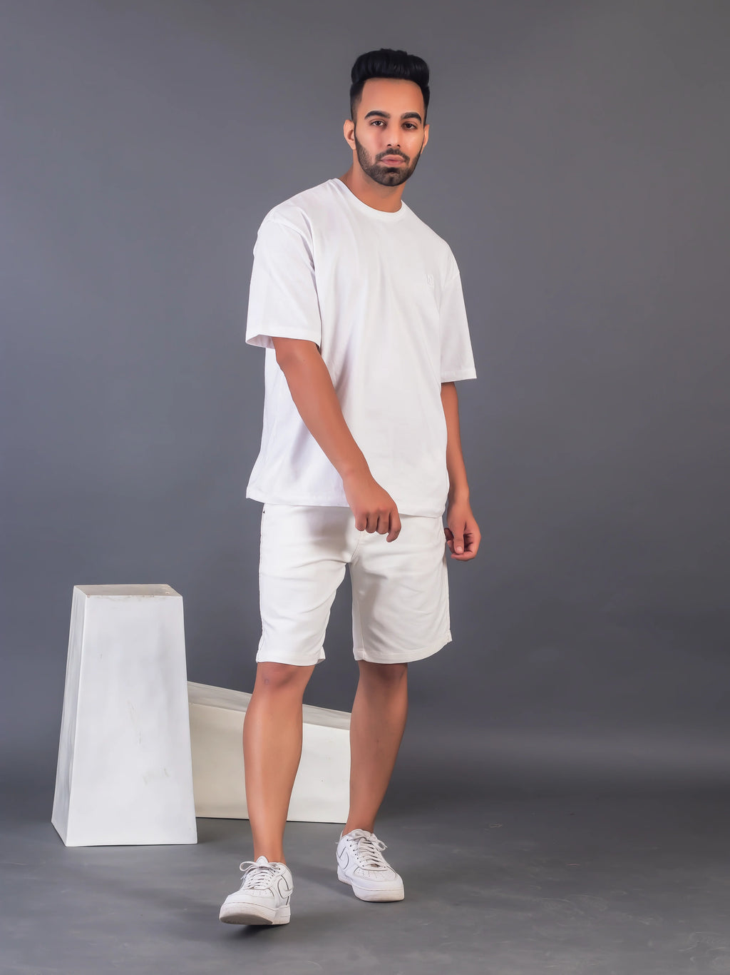 Men's Cotton Lycra Oversized White T-shirt