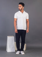 Men's Classic Solid White Polo Neck T-shirt