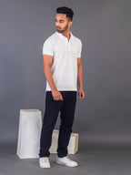Men's Classic Solid White Polo Neck T-shirt