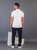 Men's Classic Solid White Polo Neck T-shirt