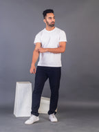 Men's Classic Solid White Round Neck T-shirt