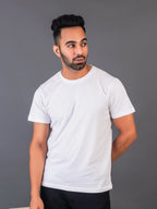 Men's Classic Solid White Round Neck T-shirt