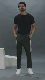 DynamicFlex Men's Daily Wear Army Green 4-Way Lycra Track Pant