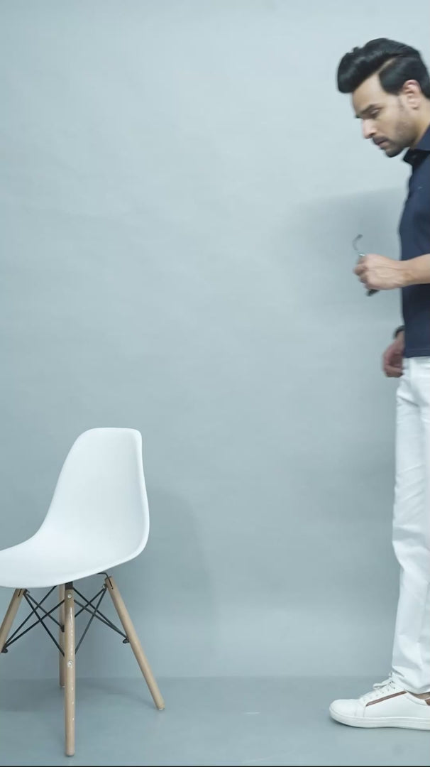 Men's Classic Solid Navy Polo Neck T-shirt