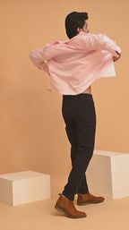 Men's Full Sleeves Plain Light Pink Giza Cotton Shirt