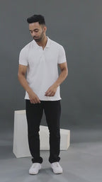 Men's Classic Solid White Polo Neck T-shirt